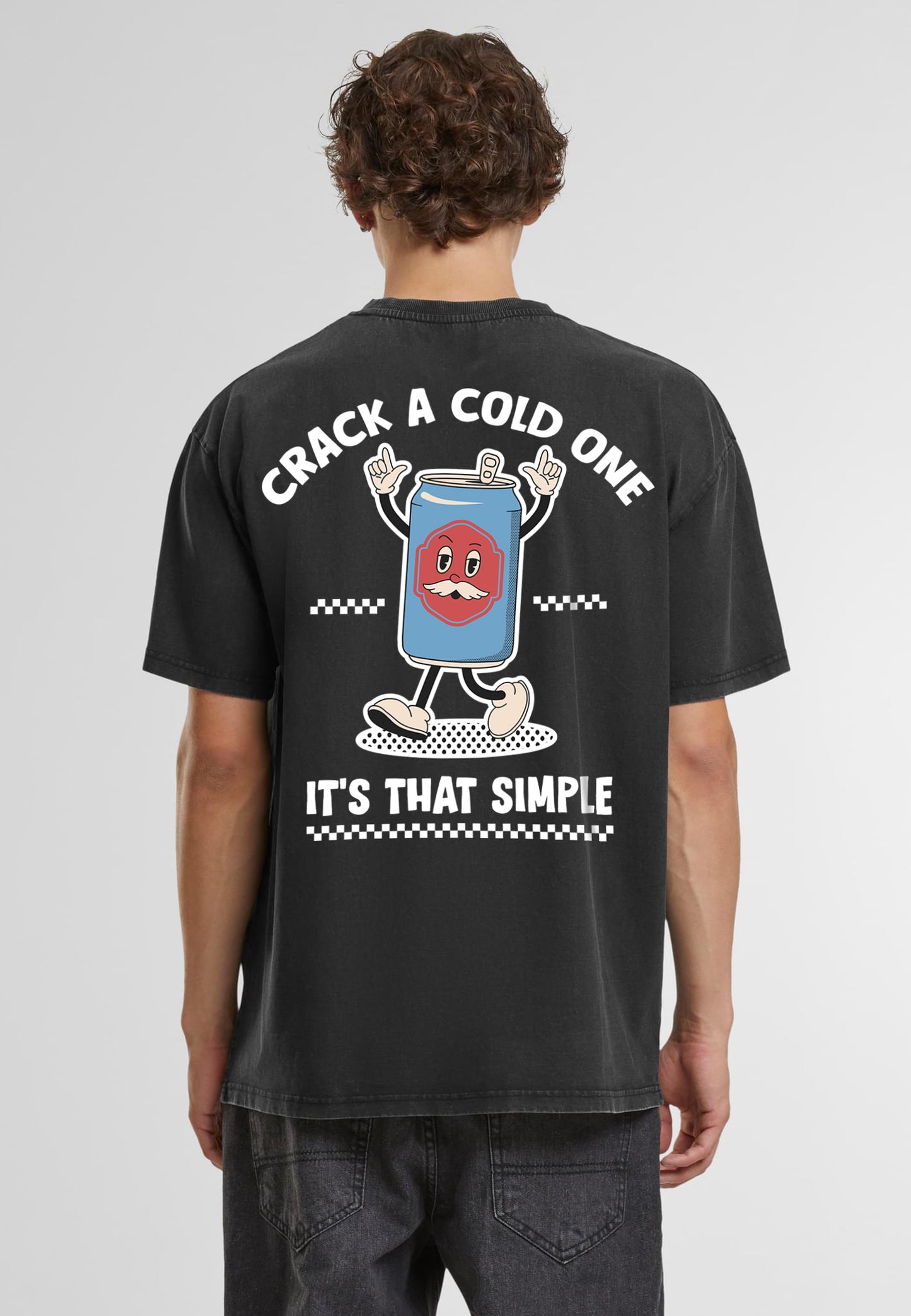 Crack A Cold One Oversized Vintage Acid Wahed T-Shirt