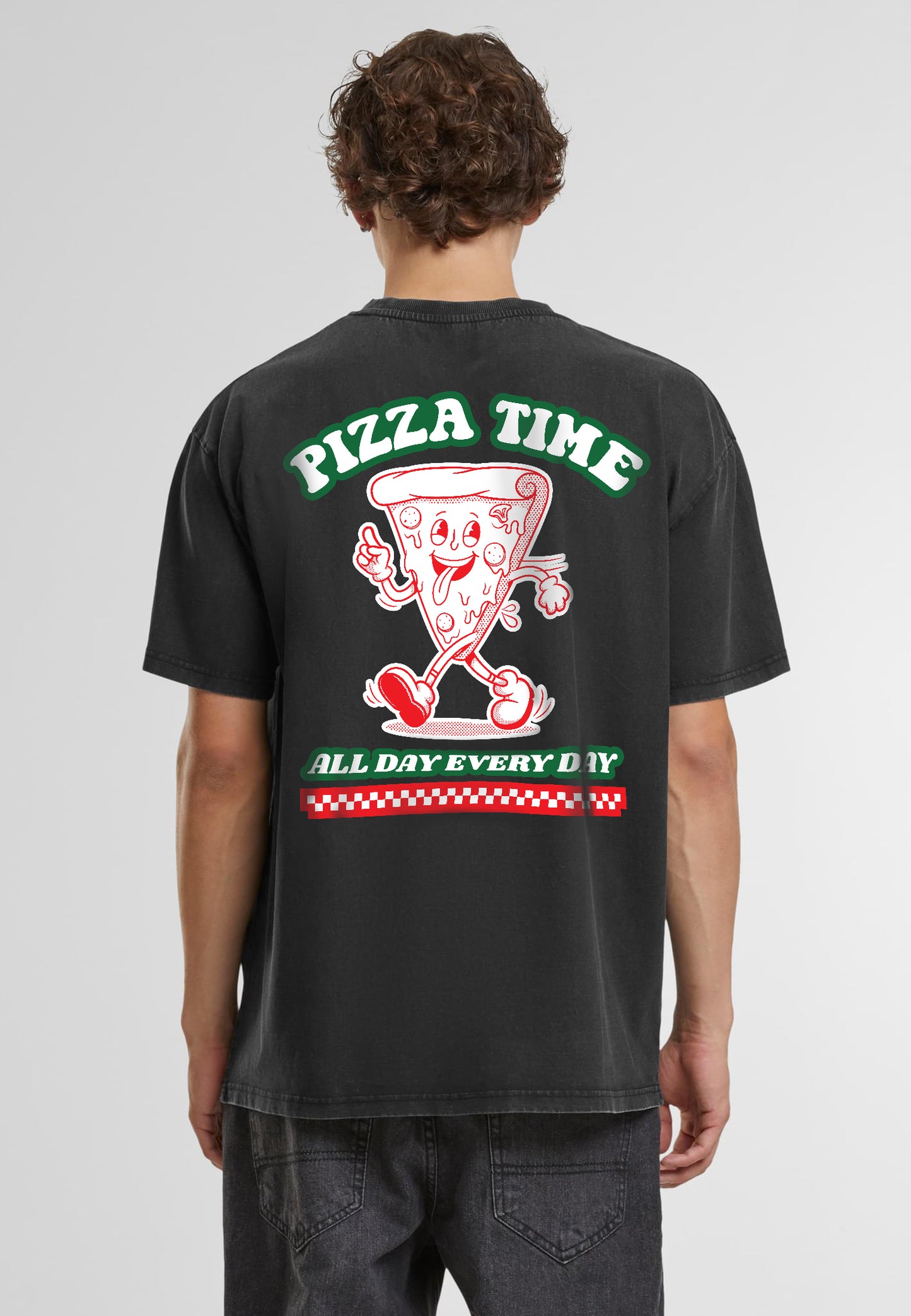 Pizza Oversized Vintage Acid Wahed T-Shirt