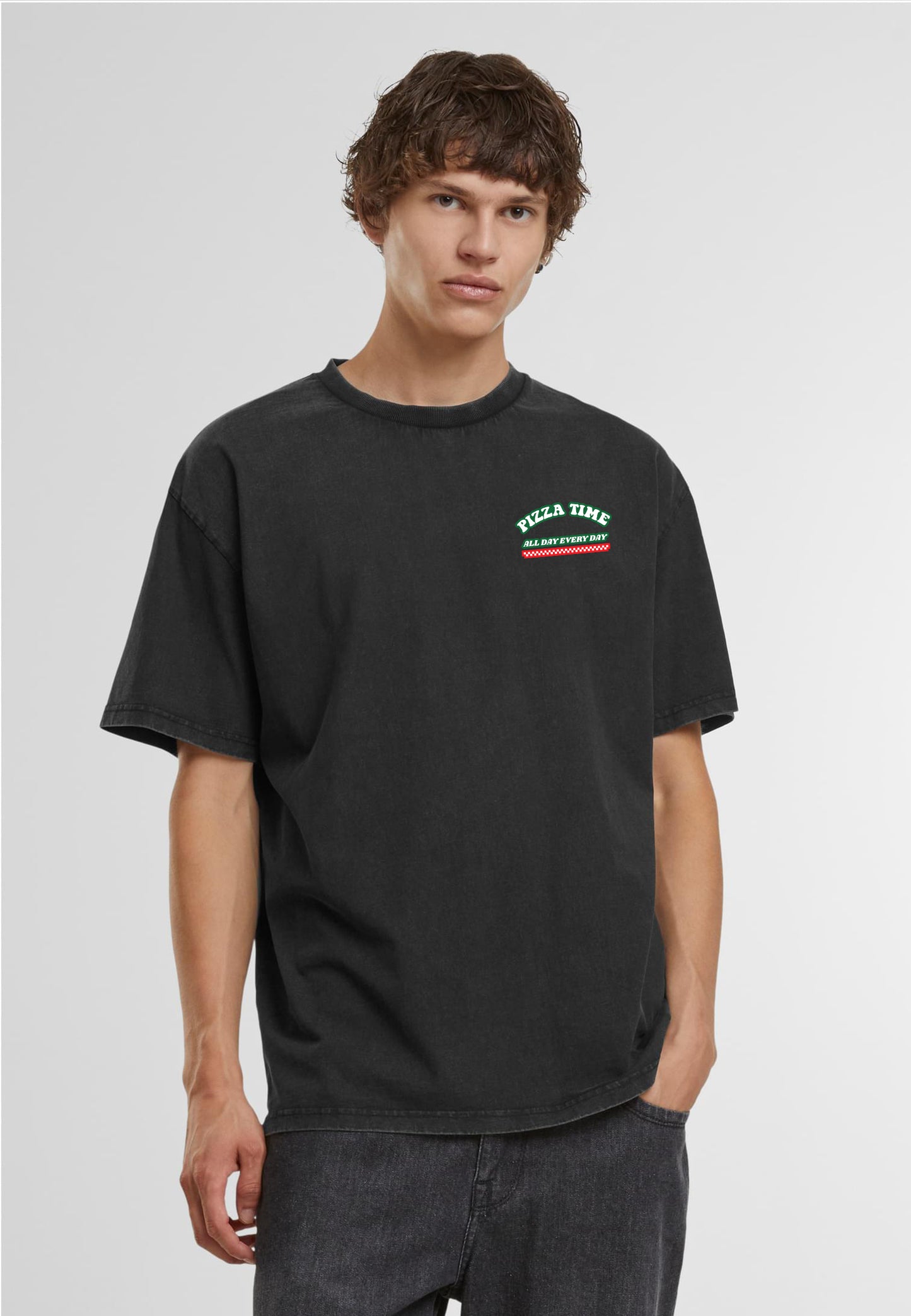 Pizza Oversized Vintage Acid Wahed T-Shirt